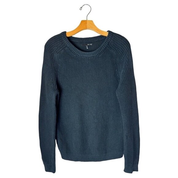 Oak‎ + Fort Sweater Women XS Washed Black Ribbed Knit Cotton Crew Neck Pullover - Picture 1 of 9